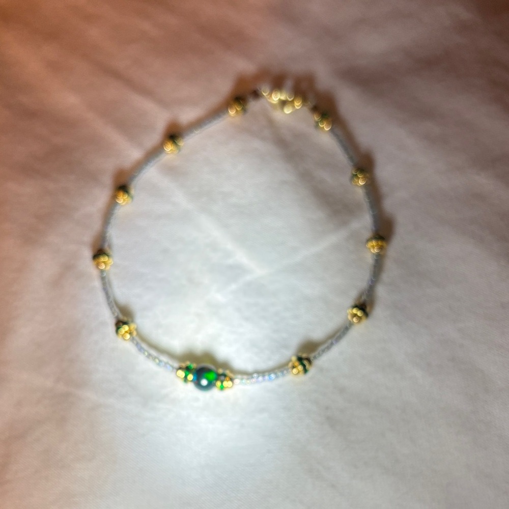 Gold and Black Opal Beaded Bracelet